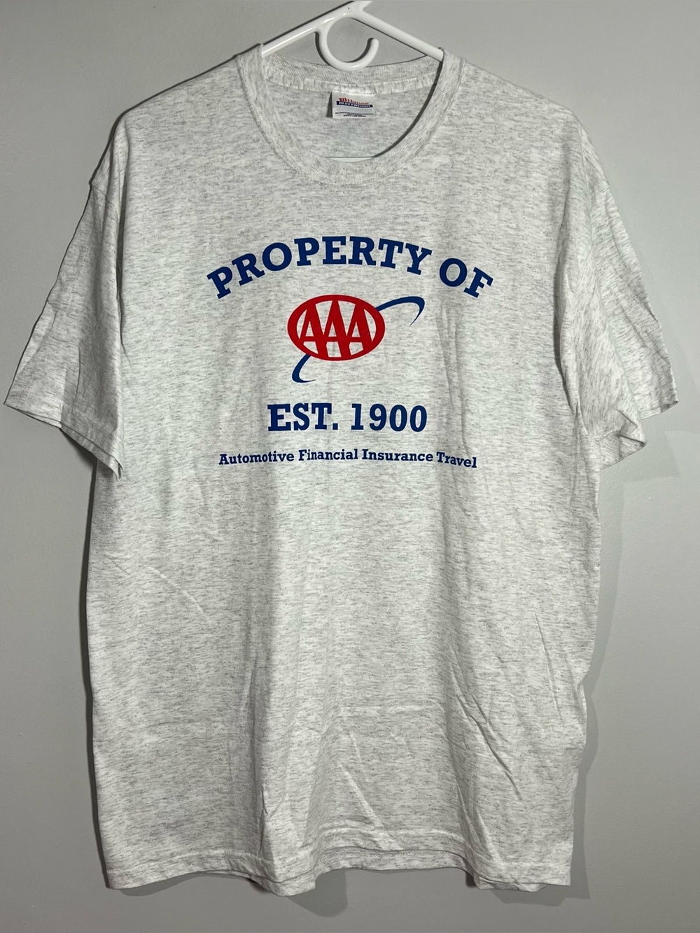 Vintage Hanes Property Of AAA Insurance Gray Short Sleeve T-Shirt Adult Large